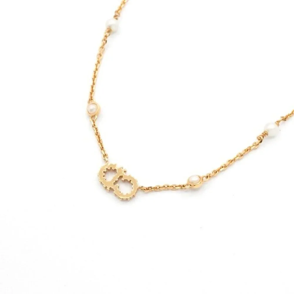 Christian Dior Clairdlune Necklace Pendant Choker Gold CD Logo - Picture 4 of 10